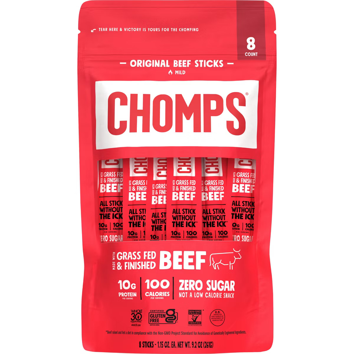 Chomps Chomplings Original Beef Sticks - 9.2oz/8ct | Target