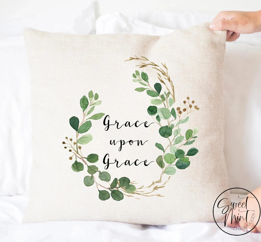 Grace upon Grace Throw Pillow Cover - 16"x16" | Sweet Mint Handmade Goods