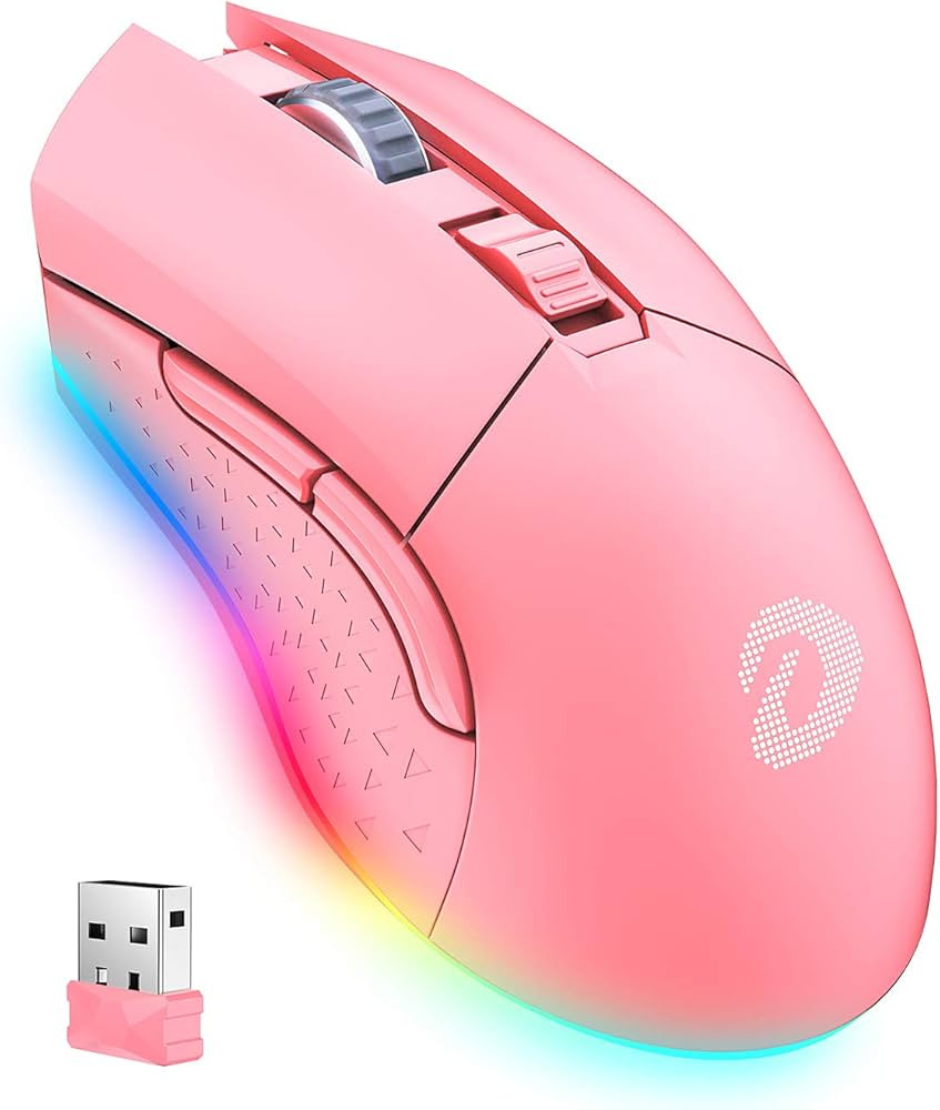 DAREU Pink Wireless Wired Gaming Mouse Dual-Mode Rechargeable 7 Programmable Buttons,10K DPI,RGB ... | Amazon (US)