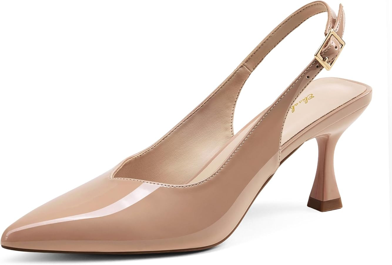 Elisabet Tang Women's Kitten Heel Slingback Low Pumps 3 Inches Stiletto Pointed Closed Toe Elegan... | Amazon (US)