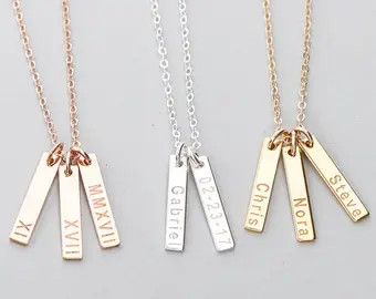 Cute Tiny Personalized Bar Necklace Multiple Dainty Custom | Etsy | Etsy (US)