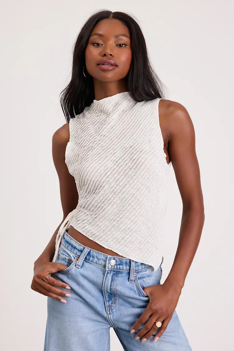Kye White Crochet Lace Asymmetrical Tank Top | Lulus