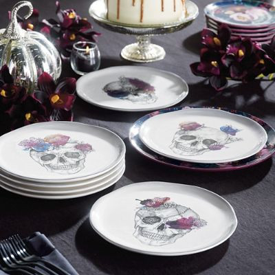 Watercolor Skull Plates, Set of Four | Grandin Road