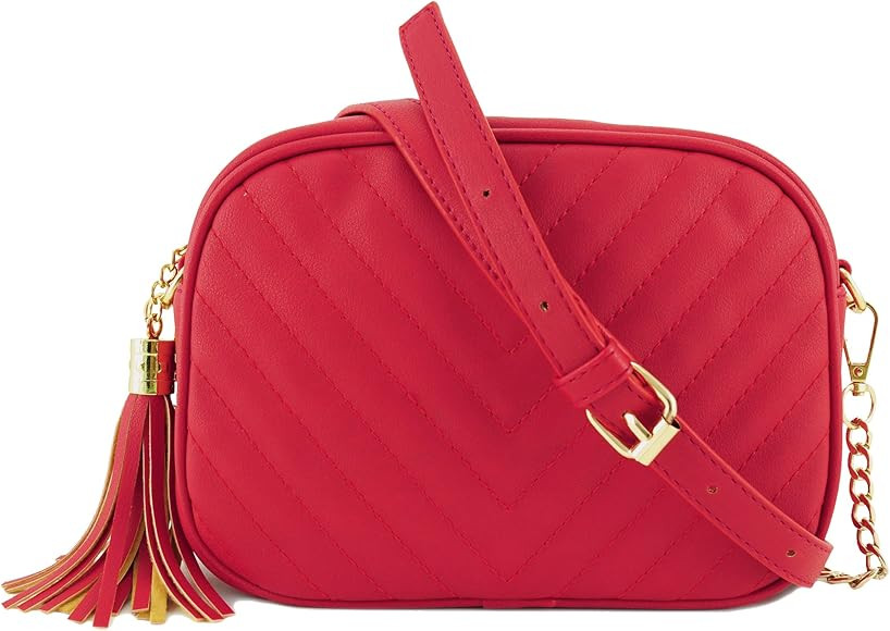 Simple Shoulder Crossbody Bag With Metal Chain Strap And Tassel Top Zipper | Amazon (US)