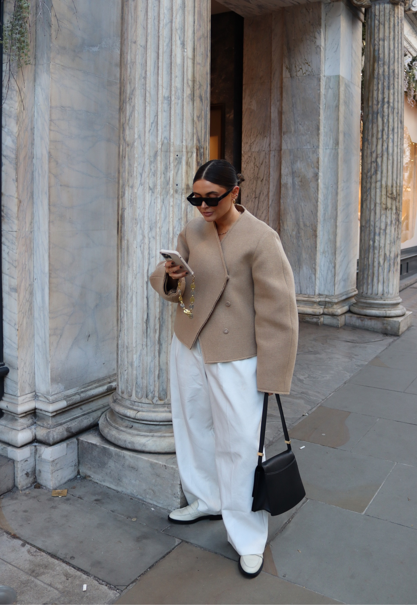 Anine bing, Farfetch, H&m, Marks and spencer, Sezane, Vagabond, transitional outfit, transitional style, autumn fashion, winter outfit, winter fashion, wool jacket, wool coat, beige jacket, white trousers, wide leg trousers, white loafers, leather loafers, shoulder bag, black shoulder bag, winter outfit ideas, style inspiration 

#LTKstyletip #LTKeurope #LTKSeasonal