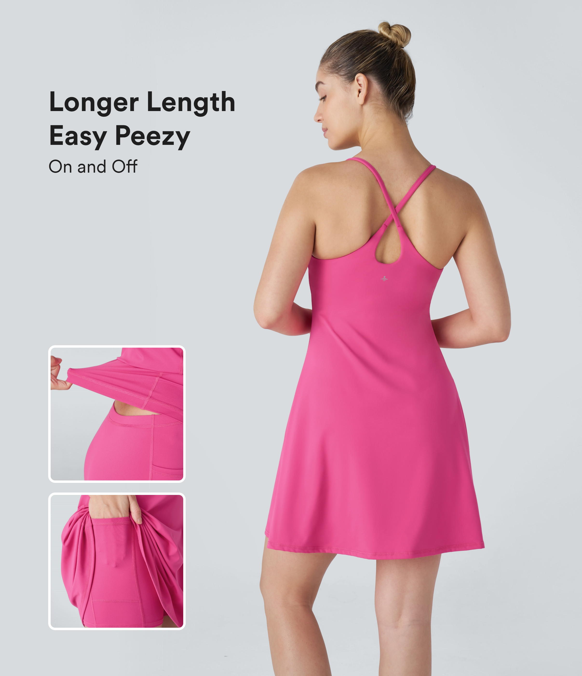 Halara SoftlyZero™ Plush Backless Active Dress-Longer Length-Easy Peezy Edition Workout Dress - Fuchsia Purple - XL(Long) | HALARA