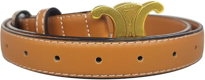 AXINKO Classic Leather Belt for Women Fashion Gold Buckle Belt forJeans Pants Dress 0.9''(2.3CM) ... | Amazon (US)