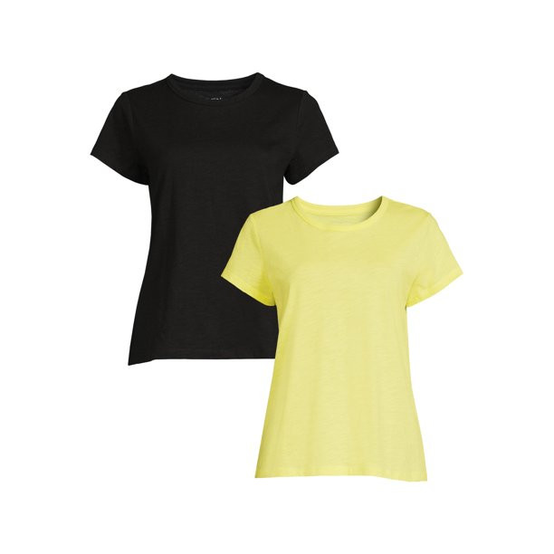 Time and Tru Women's Crewneck T-Shirt with Short Sleeves, 2-Pack | Walmart (US)