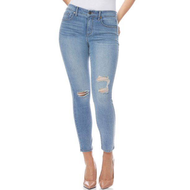 Sofia Jeans by Sofia Vergara Rosa Curvy High Waist Destructed Ankle Jeans, Women's | Walmart (US)