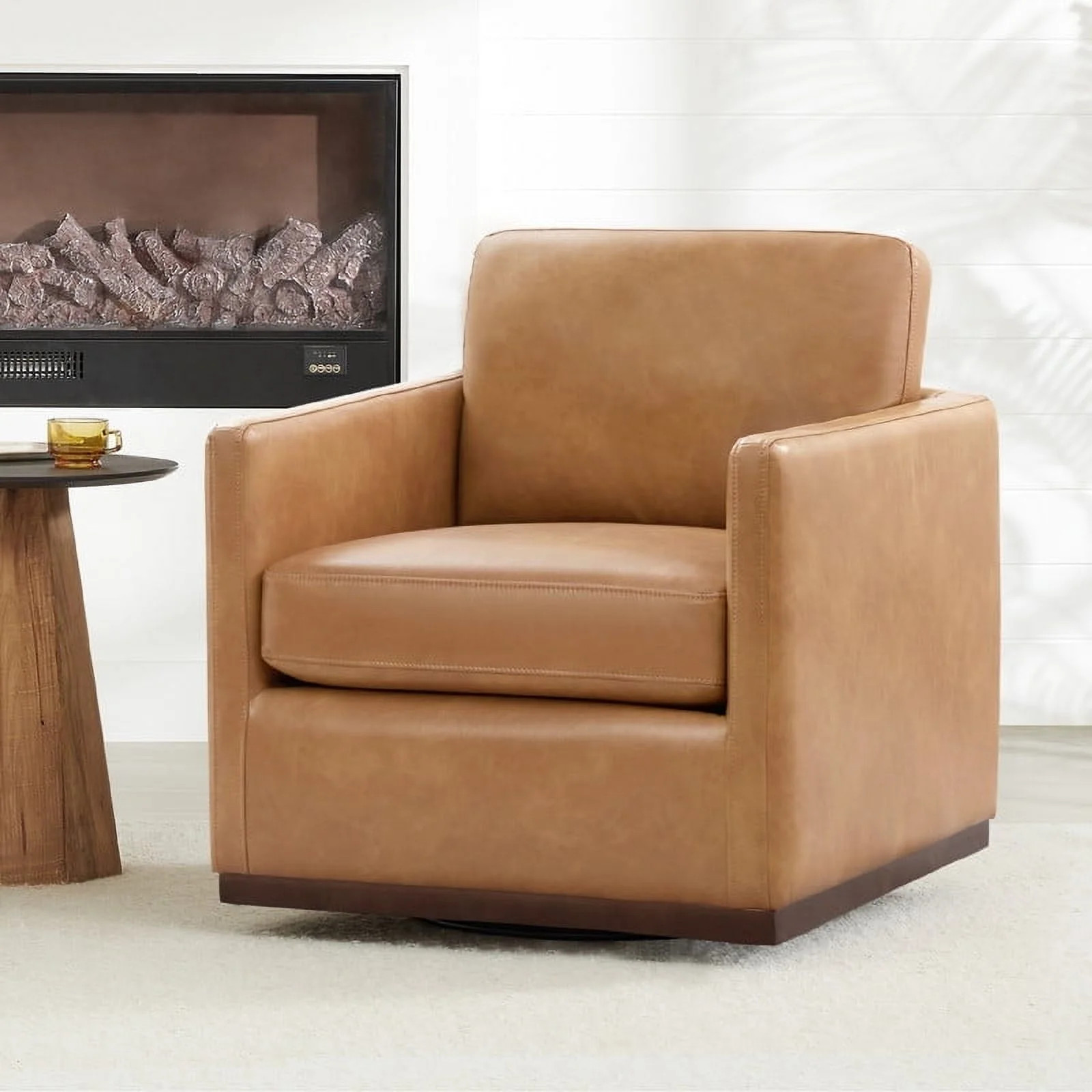 CHITA Swivel Accent Chairs for Living Room, Comfortable Arm Chairs for Bedroom,Faux Leather in Ca... | Walmart (US)