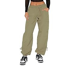 Waitfairy Parachute Pants for Women,Baggy Fit Cargo Pants with Pockets | Amazon (US)