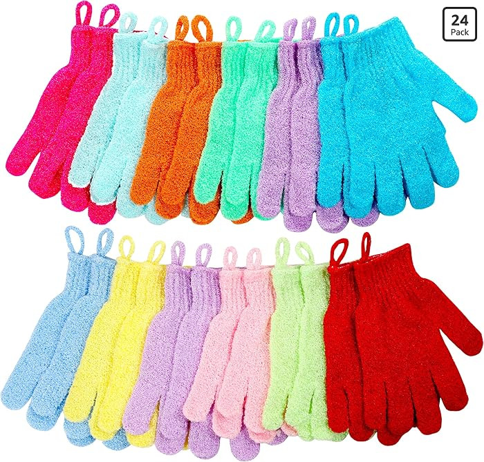 Shower Gloves,24 Pcs Exfoliating Bath Gloves,Body Scrub Gloves with Hanging Loop for Beauty Spa M... | Amazon (US)
