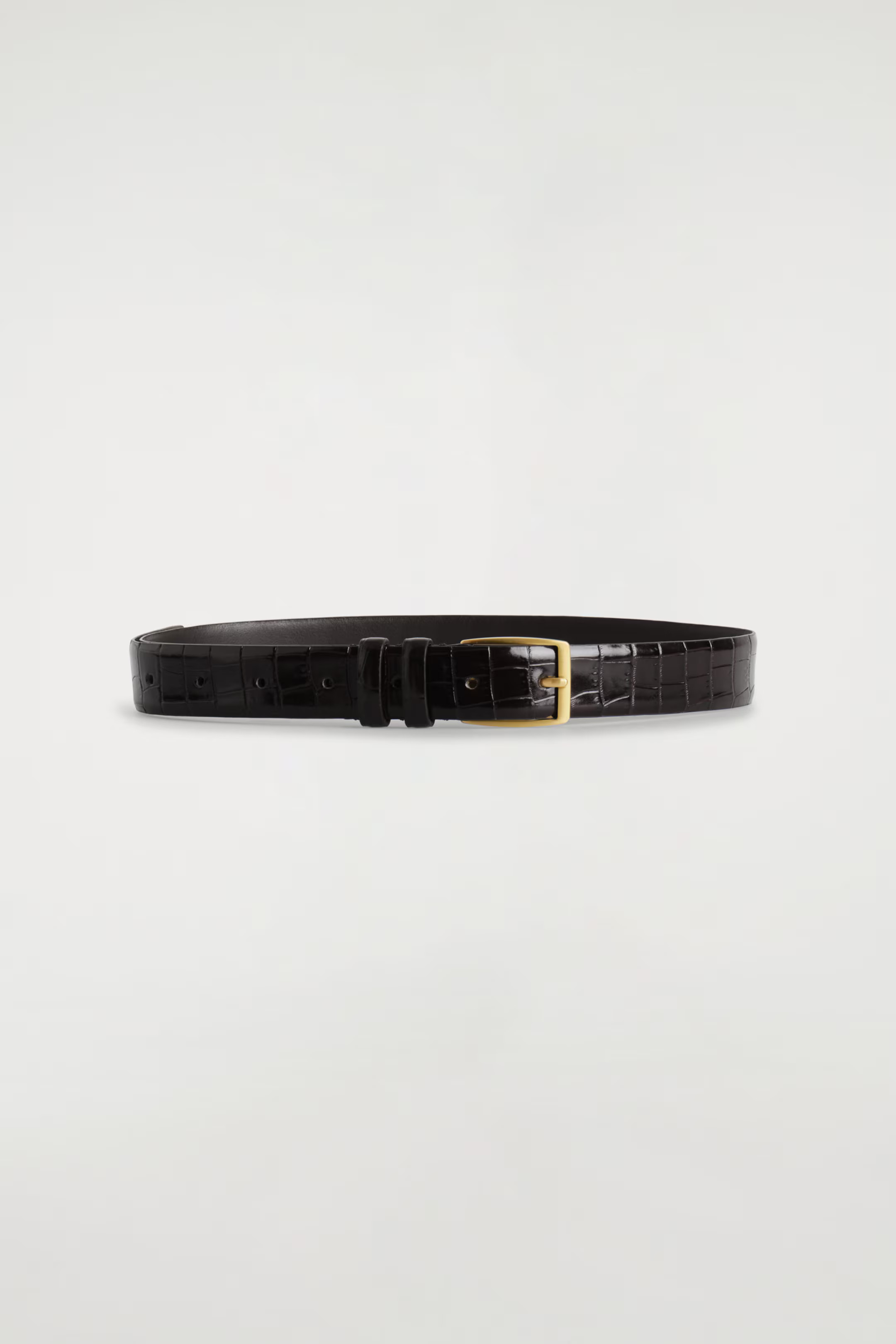 CROC-EMBOSSED LEATHER BELT - DARK BROWN | COS | COS UK