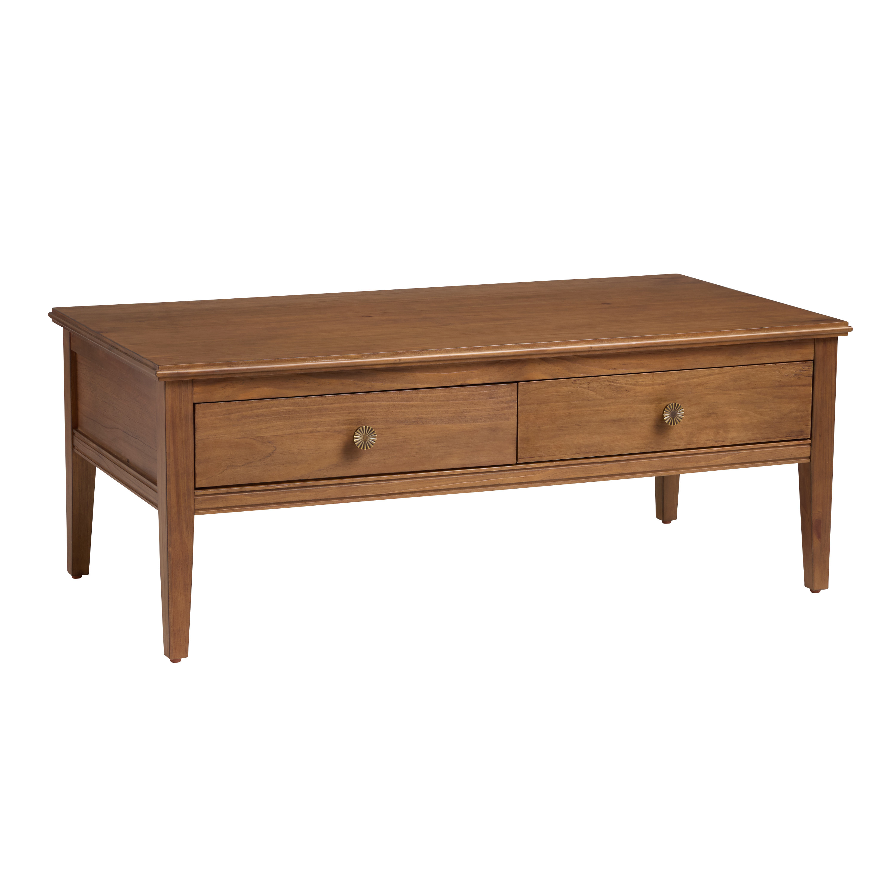 Becker Warm Chestnut Pine Wood Coffee Table with Drawers | World Market