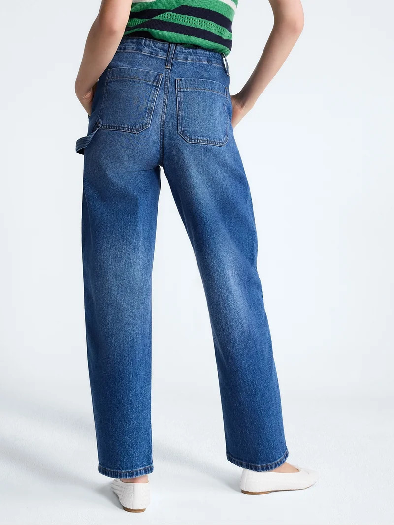 Free Assembly Women's High Rise Cropped Carpenter Barrel Jeans, 26" Inseam, Sizes 0-16 | Walmart (US)