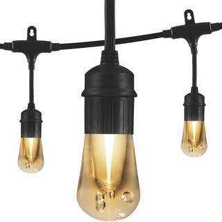 Enbrighten 24-Bulb 48 ft. Vintage Cafe Integrated LED String Lights, Black-35631 - The Home Depot | The Home Depot