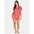 Women’s Valentine’s Day Print Shorty Notch Collar Pajama Set from Way to Celebrate, 2-Piece, ... | Walmart (US)