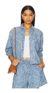 Veronica Beard Aderes Shirt in Atlantic Paisley from Revolve.com | Revolve Clothing (Global)