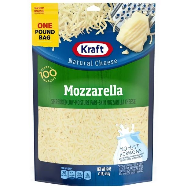 Kraft Mozzarella Shredded Cheese, 16 oz Bag | Walmart (US)