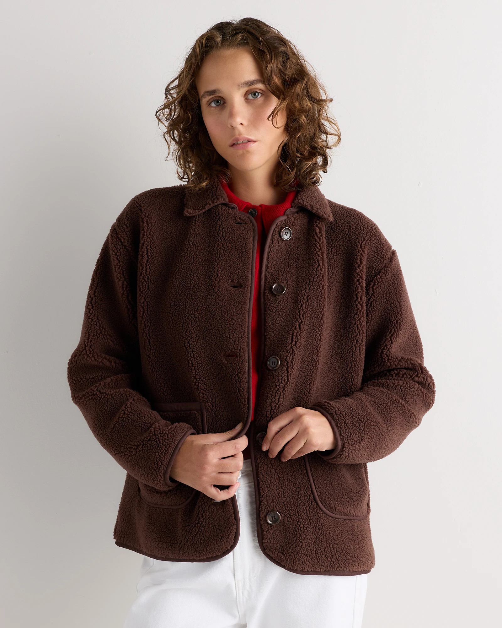 Quince | Women's Sherpa Barn Jacket in Black, Size Large, Recycled Polyester | Quince