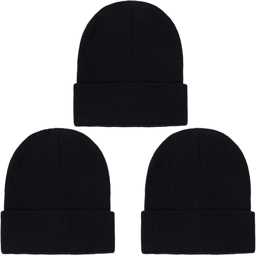 Cooraby Kid's Winter Beanies Knitted Warm Cold Weather Beanie Hats Boys Girls Caps | Amazon (US)