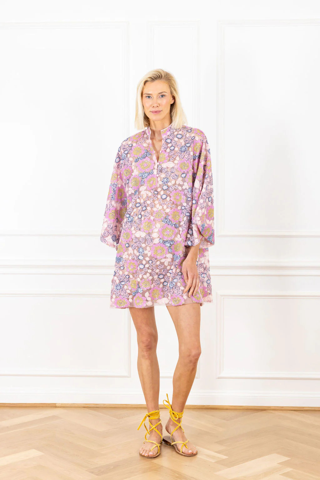 Orchid Smoke Sequin Mini Caftan | La Vie Style House