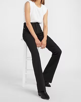 High Waisted Luxe Polished Black Bootcut Jeans | Express
