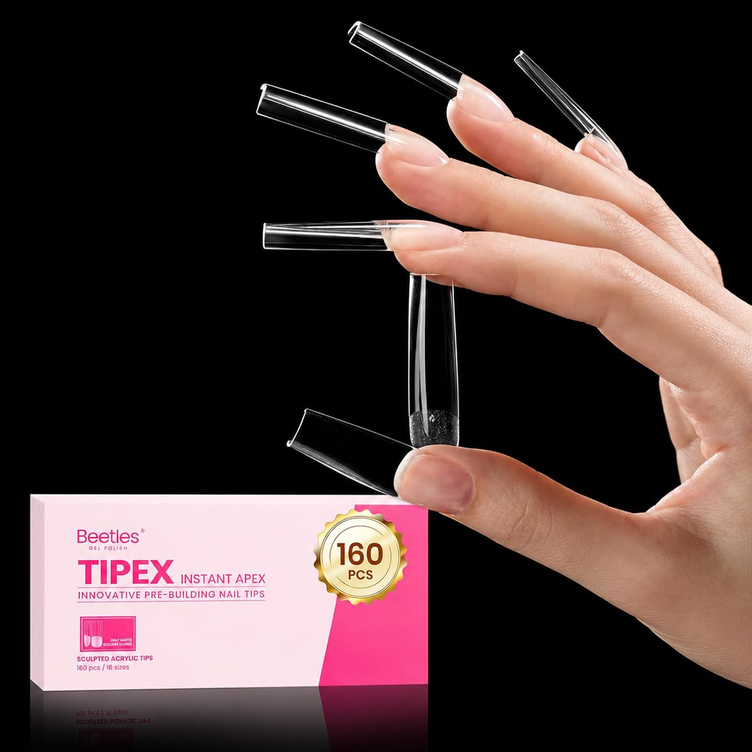 Beetles Tipex Instant Apex Nail Tips, XL Square, 160pcs 16 Sizes(00-14) | Amazon (US)