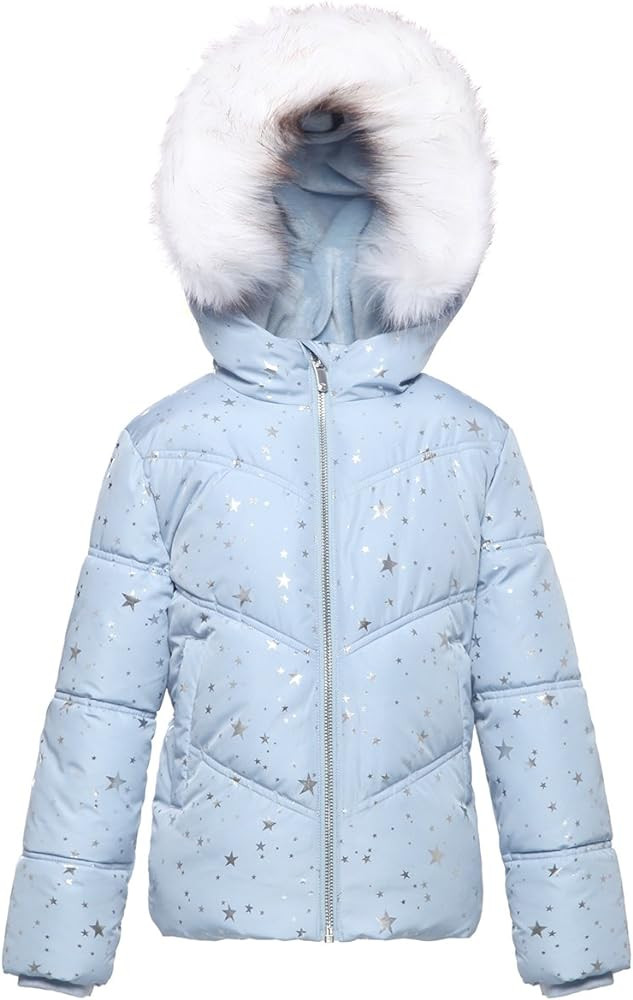 Rokka&Rolla Girls' Heavyweight Puffer Jacket Quilted Winter Coat with Hooded Faux Fur | Amazon (US)