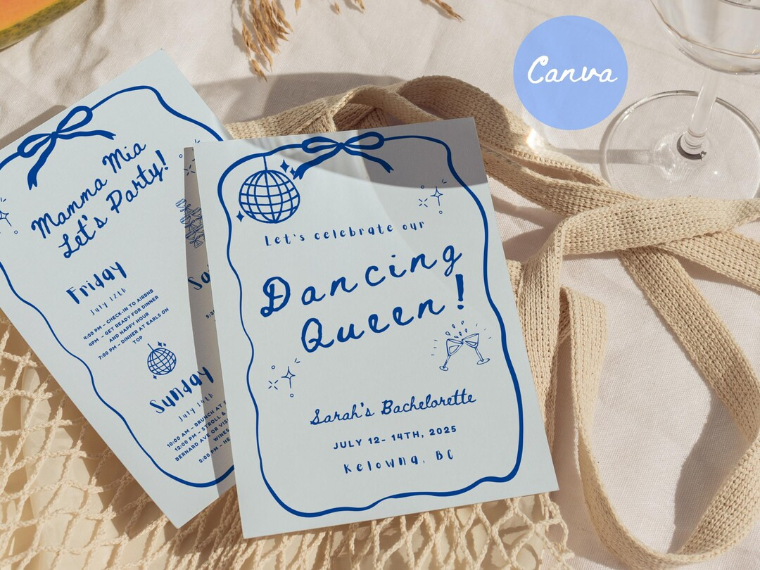 Mamma Mia Bachelorette Invitation and Itinerary, Retro Disco Bachelorette Template, Dancing Queen... | Etsy (US)