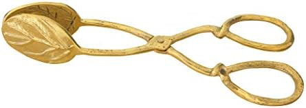 Creative Co-Op Embossed Leaf Shaped Tongs, Gold | Amazon (US)
