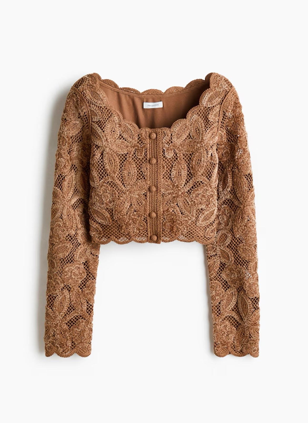 Tan crochet look cropped cardigan

#LTKSeasonal