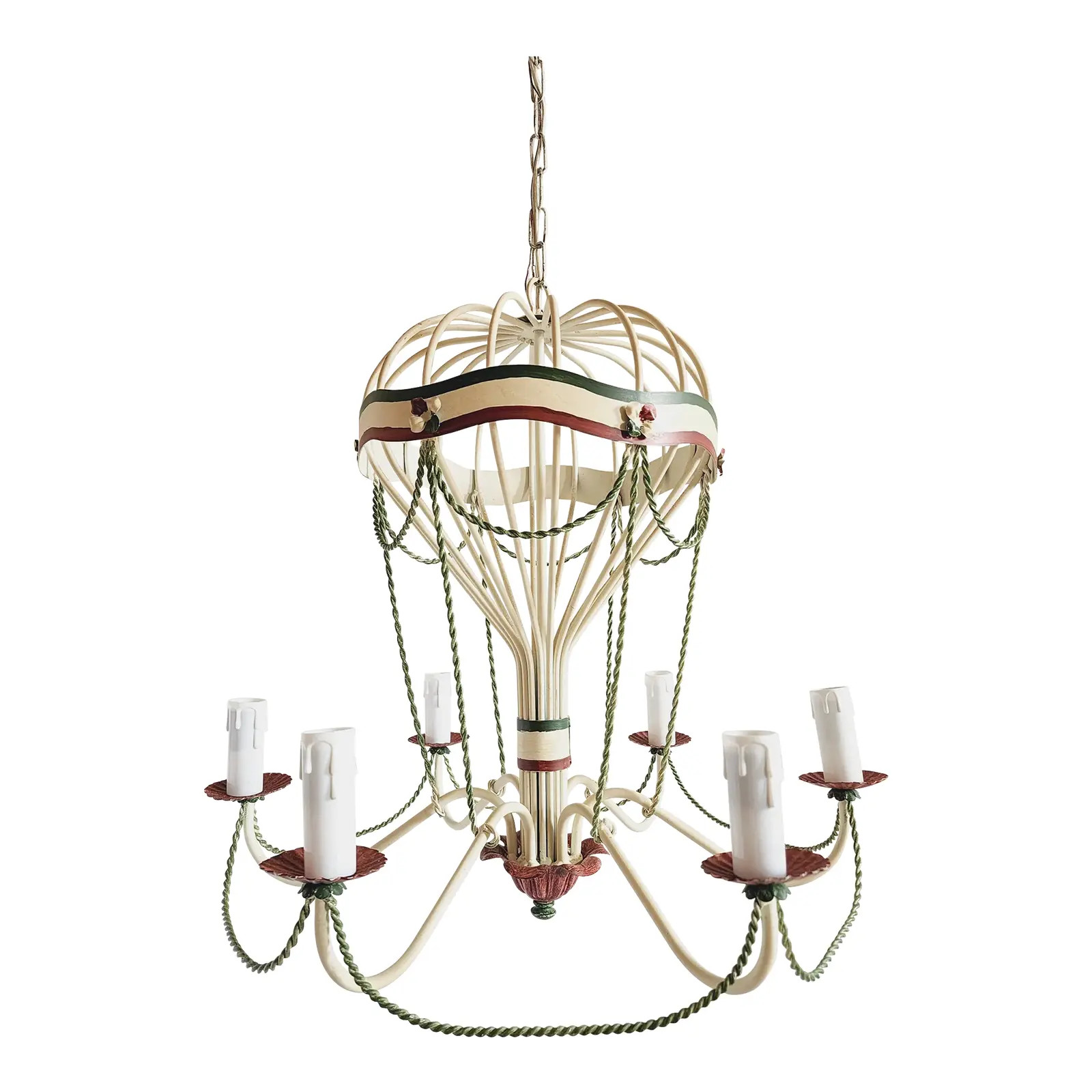 Vintage Tole Painted Hot Air Balloon Chandelier | Chairish