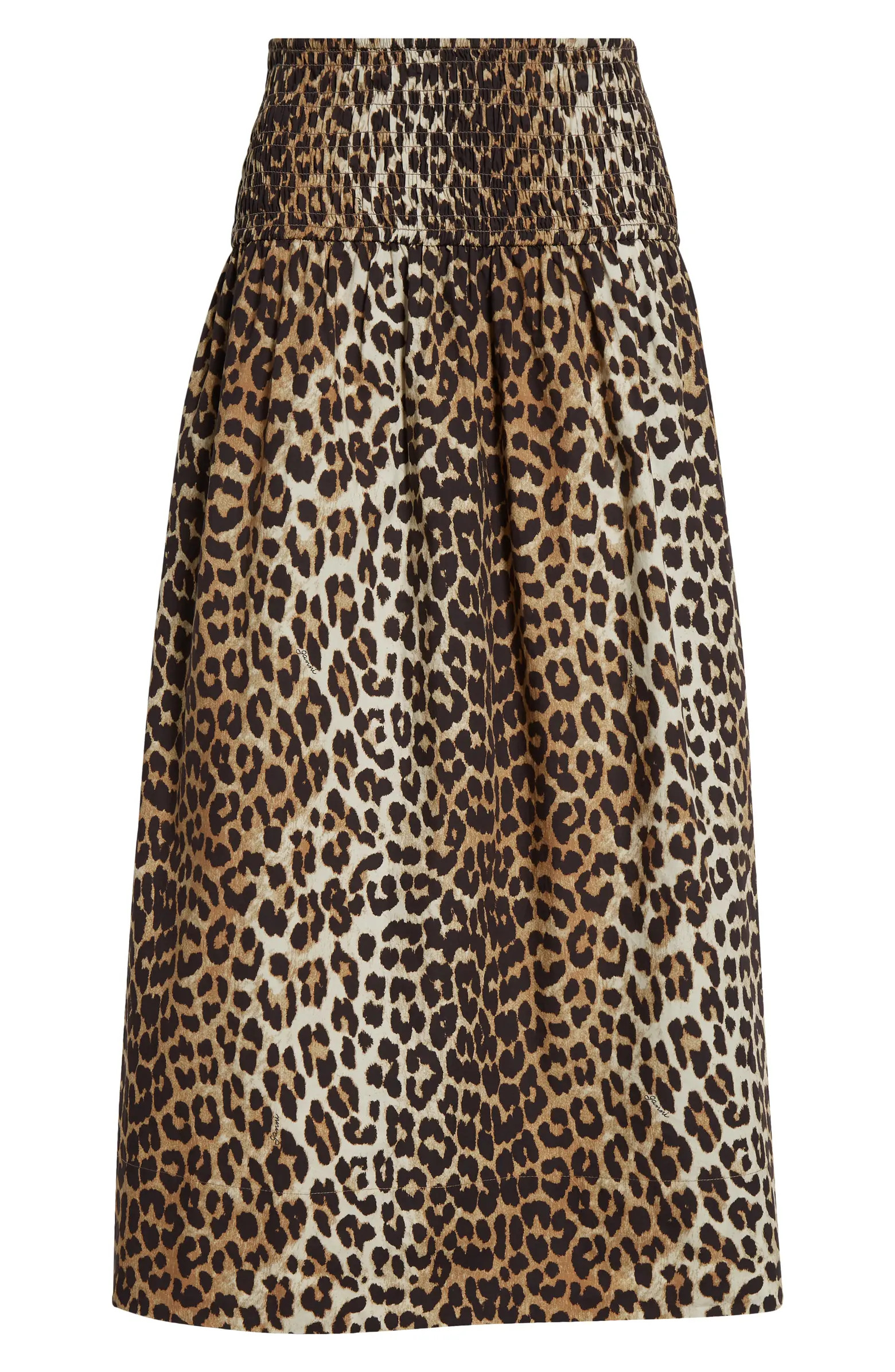 Ganni Leopard Print Organic Cotton Skirt | Nordstrom | Nordstrom