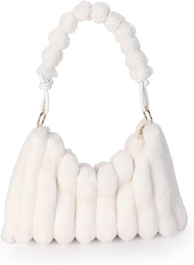 Extolove Furry Purse for Women Y2K Fluffy Shoulder Bag Faux Fur Purse Fuzzy Tote Bag | Amazon (US)