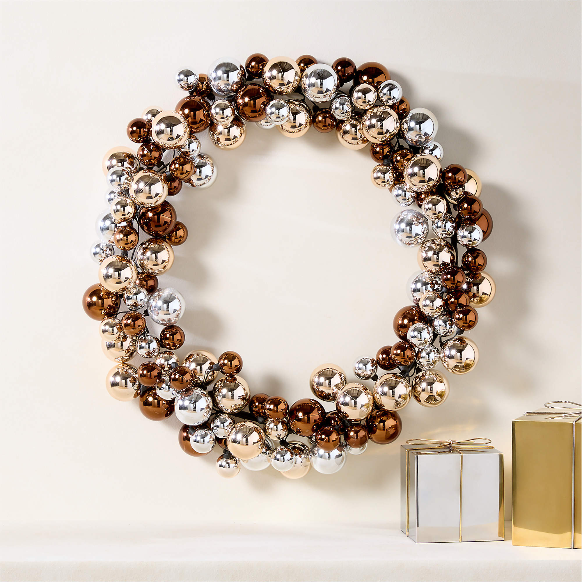 Mixed Metallic Ball Holiday Wreath 24" | CB2 | CB2