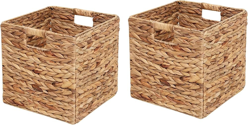 Wicker Storage Basket Water Hyacinth Woven Basket Wicker Storage Cubes,Foldable Baskets for Shelv... | Amazon (US)