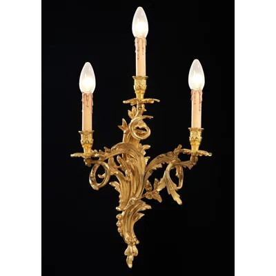 3 - Light French Gold/Bronze Candle Wall Light | Wayfair North America
