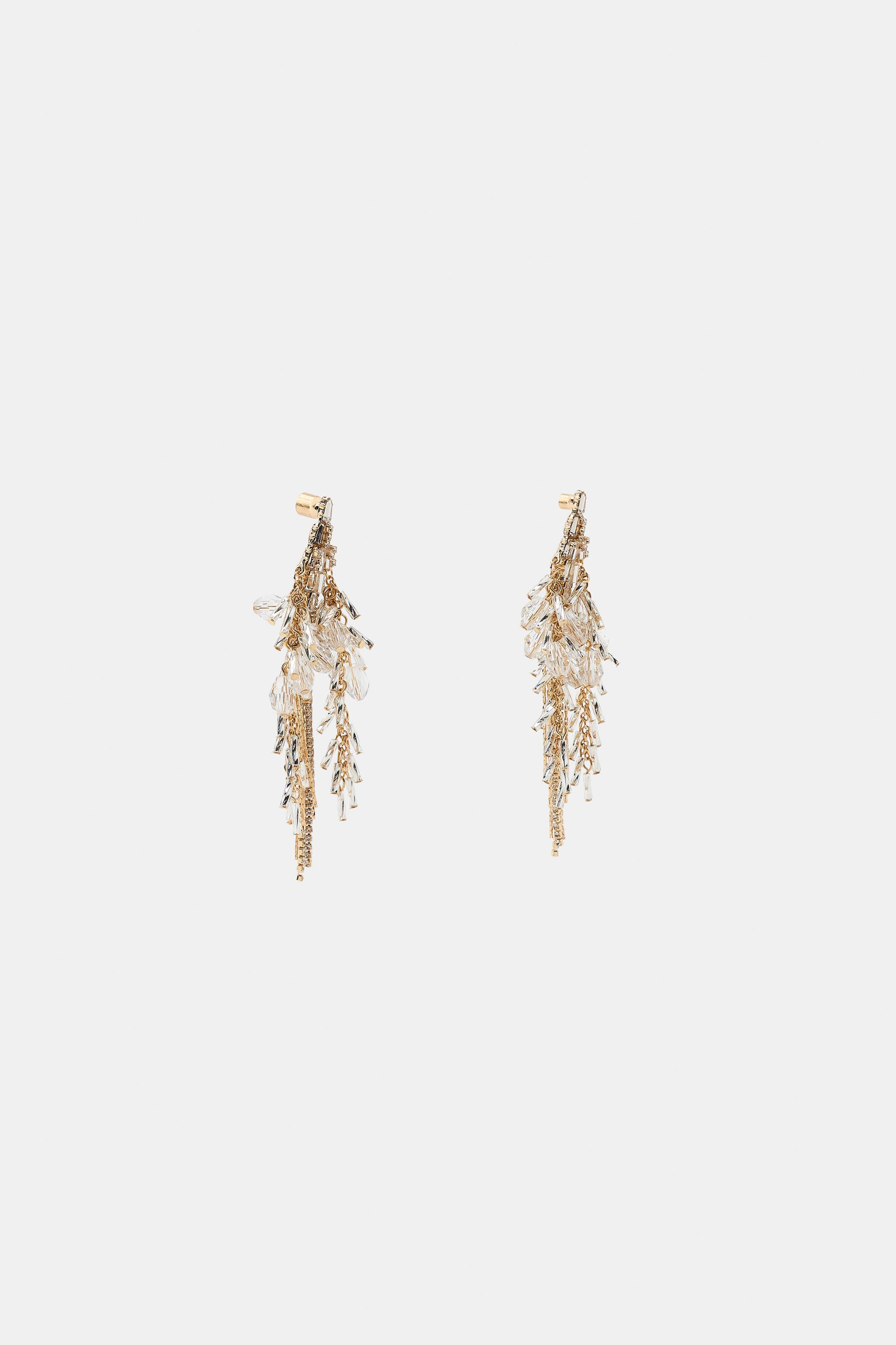 CRYSTAL WATERFALL EARRINGS | Zara US