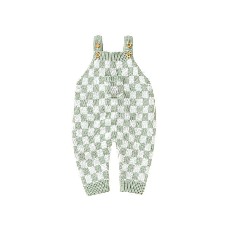 BABAMOON Newborn Baby Girl Boy Knit Romper Checkerboard Plaids Print Sleeveless Suspender Knitted... | Walmart (US)