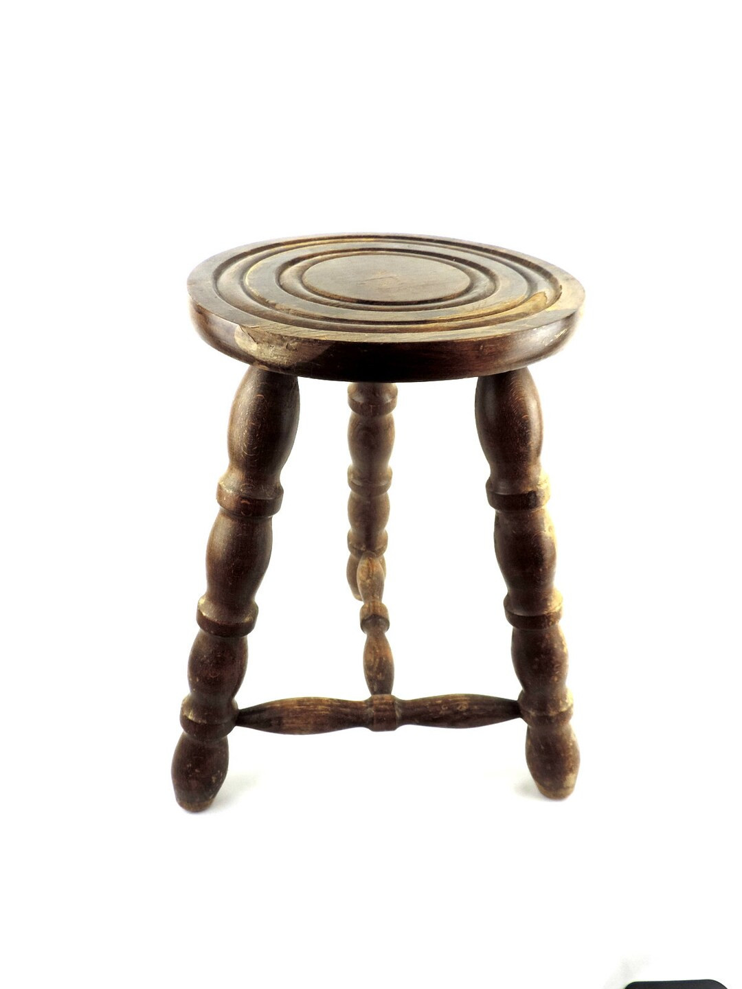 French Vintage 16" Tall Three Legged Milking Stool, Rustic Tripod Farm Stool | Etsy (US)