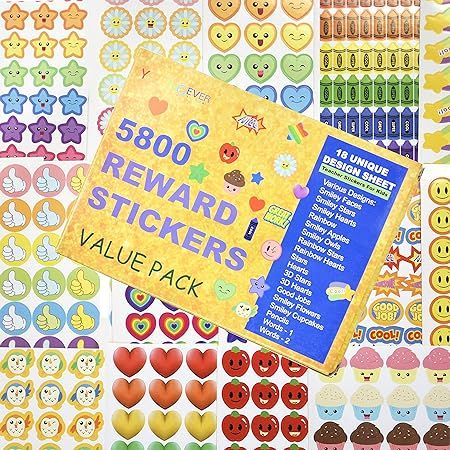 5800 pcs Teacher Stickers for Kids, Reward Stickers Mega Variety Pack, Incentive Stickers for Tea... | Amazon (US)