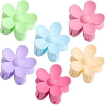 8PCS Flower – Big Cute Claw Clips For Women Thick Hair, Large , Strong Hold For Thin Hair 8 Colors | Amazon (US)