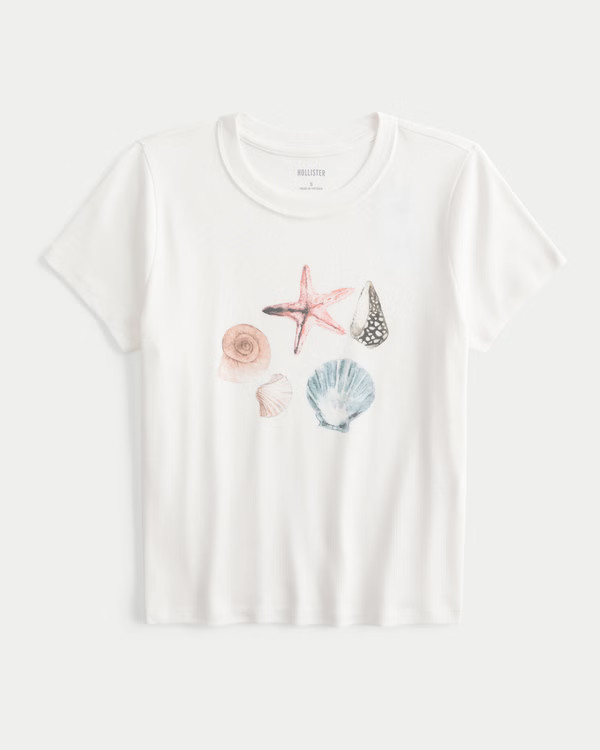 Women's Shell Graphic Baby Tee | Women's Tops | HollisterCo.com | Hollister (US)