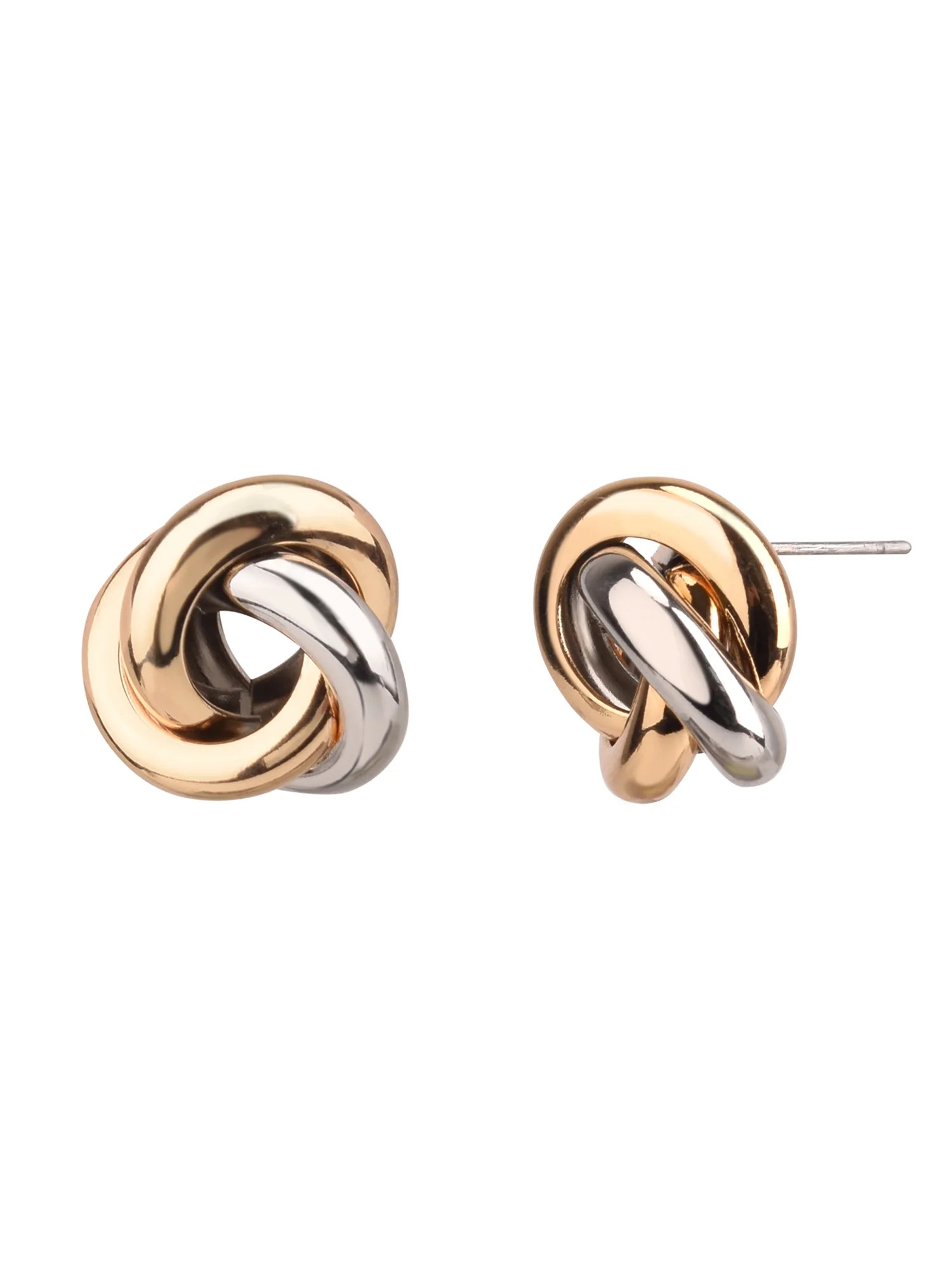 Time and Tru Adult Women's Gold Tone and Silver Tone Knot Post Metal Earring | Walmart (US)