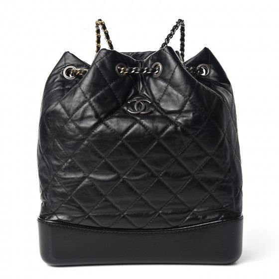 CHANEL Aged Calfskin Quilted Gabrielle Backpack Black | Fashionphile