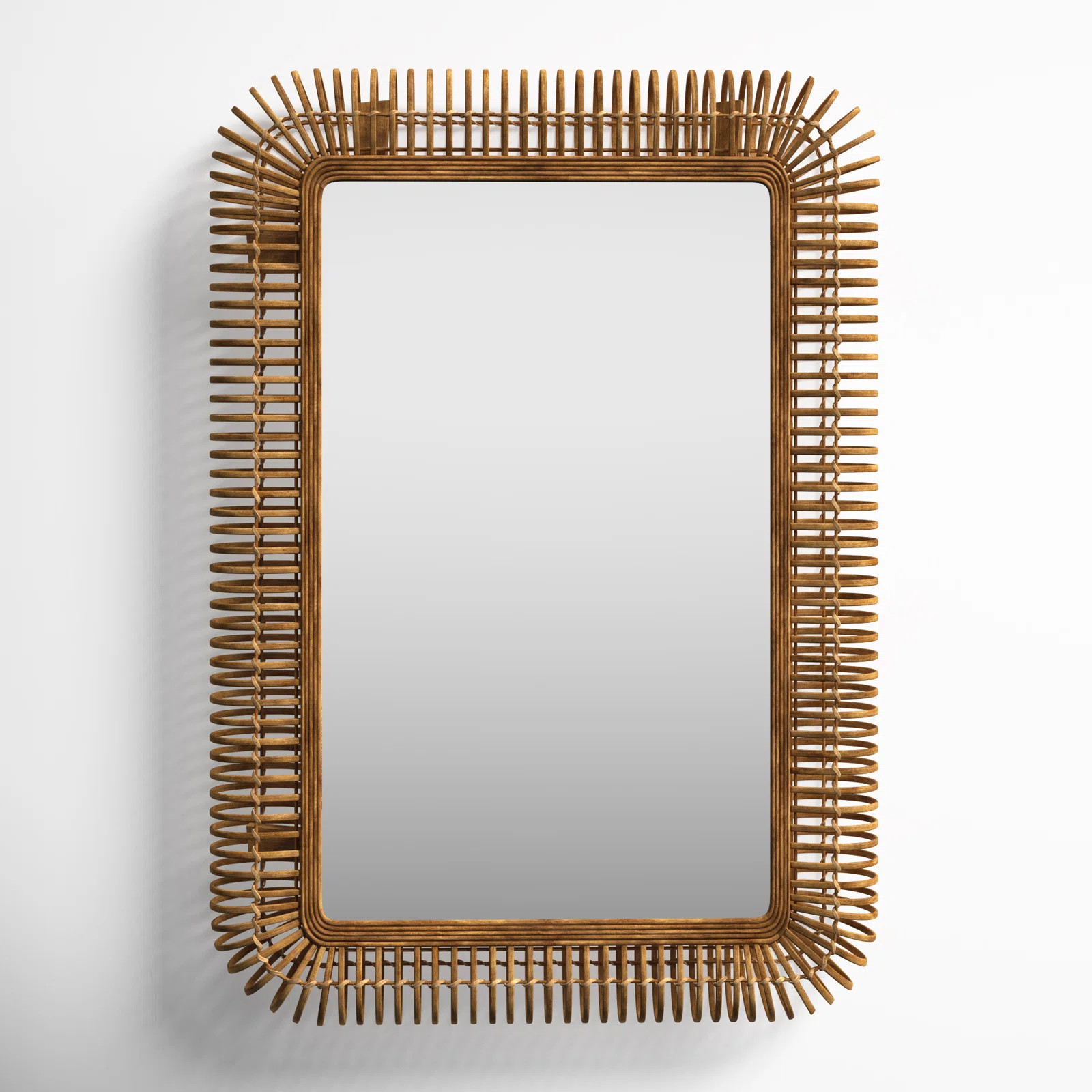 Teagan Rectangle Rattan Wall Mirror | Wayfair North America