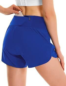 BALEAF Women's 4 Inches High Waisted Athletic Lined Running Shorts Back Zipper Pocket Quick Dry W... | Amazon (US)