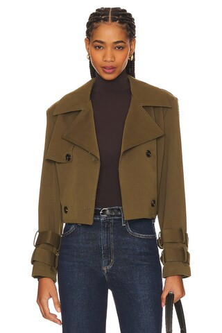 WeWoreWhat Cropped Trench Coat in Military Olive from Revolve.com | Revolve Clothing (Global)