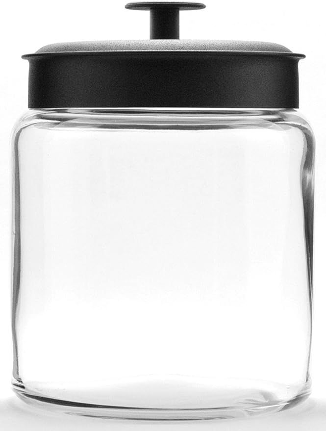 Anchor Hocking Montana Glass Jars with Fresh Sealed Lids, Black Metal, 64 oz (Set of 2) - | Amazon (US)